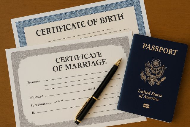 Birth and Marriage Certificates and Passports